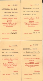 Document - JOAN LEVERSHA COLLECTION: LIBRARY CARDS