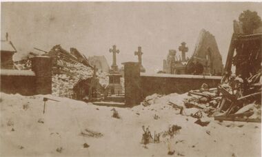 Postcard - ACC LOCK COLLECTION: SEPIA PHOTO OF A CEMETERY, POSTCARD, 1914-1918