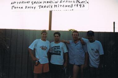 Photograph - VAL CAMPBELL COLLECTION: PHOTOGRAPH OF FOUR YOUNG MEN IN CASUAL ATTIRE, 1993