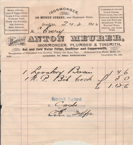 Document - FRANK J EVERY COLLECTION: ANTON MEURER INVOICE