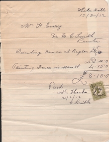 Document - FRANK J EVERY COLLECTION: C SMITH PAINTER INVOICE