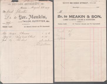 Document - GEORGE MEAKIN COLLECTION: INVOICE