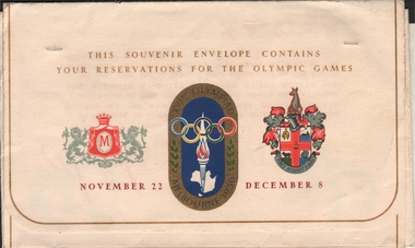 Document - MELBOURNE OLYMPICS SOUVENIR ENVELOPE AND 2 TICKETS