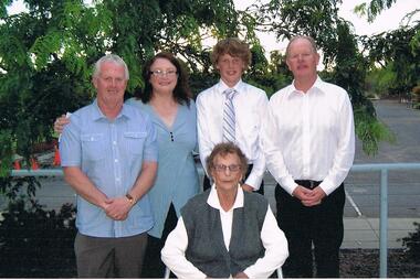 Photograph - VAL CAMPBELL COLLECTION: PHOTOGRAPH OF CALLUM KING, MRS KING, TONY RODDA, CHRIS GEYER AND VAL CAMPBELL, early 2000