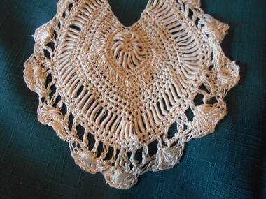 Clothing - MAGGIE BARBER COLLECTION: BABIES BIB CREAM CROCHET ( UNFINISHED), Late 1800's - 1880's