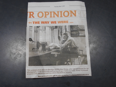 Newspaper - DONEY COLLECTION: ADVERTISER CUTTING ALLAN DONEY AT WORK