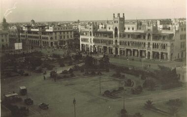 Postcard - ACC LOCK COLLECTION: B&W PHOTO OF BUILDINGS FACING A TOWN SQUARE, POSTCARD, 1914-1918