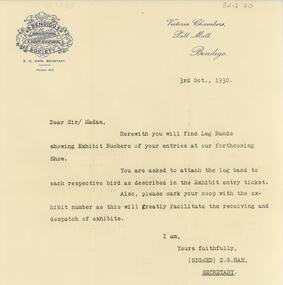 Document - GUINEY COLLECTION: LETTER, 3 October 1930