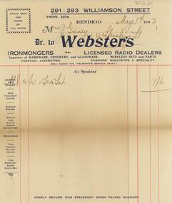 Document - GUINEY COLLECTION: INVOICE, 01 May 1939