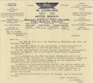Document - GUINEY COLLECTION: LETTER, 23 May 1928