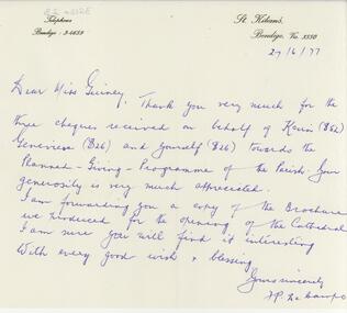 Document - GUINEY COLLECTION: HANDWRITTEN LETTER, 27/6/1977