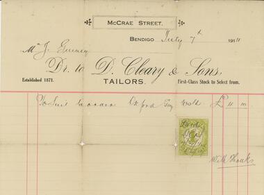 Document - GUINEY COLLECTION: INVOICE, 7.7.1914