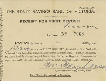 Document - GUINEY COLLECTION: RECEIPT, December 1912
