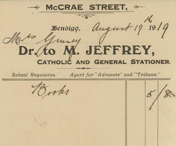 Document - GUINEY COLLECTION: INVOICE, 19 August 1919