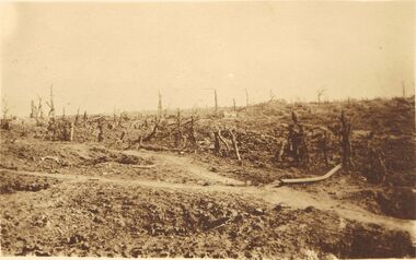 Postcard - ACC LOCK COLLECTION: SEPIA PHOTO OF A WW1 BATTLEGROUND, POSTCARD, 1914-1918