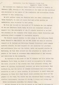 Document - BENDIGO SYMPHONIC YOUTH BAND COLLECTION: SUBMISSION, 1983