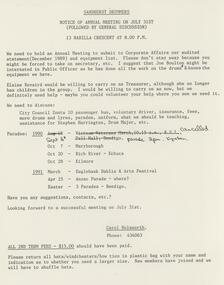 Document - SANDHURST DRUMMERS COLLECTION: NOTICE OF AGM, 1990