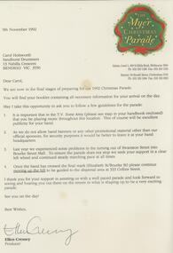 Document - SANDHURST DRUMMERS COLLECTION: LETTER, 1992