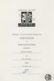 Document - SANDHURST DRUMMERS COLLECTION: CERTIFICATE, 17- April -1995