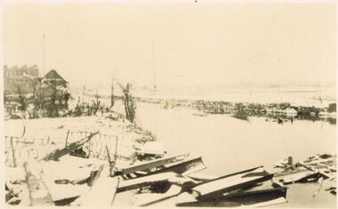 Postcard - ACC LOCK COLLECTION: B&W PHOTO OF RIVER AND DESTROYED BRIDGE, POSTCARD, CARTE POSTALE, 1914-1918