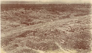 Postcard - ACC LOCK COLLECTION: SEPIA PHOTO OF A WW1 BATTLEGROUND, POSTCARD, 1914-1918