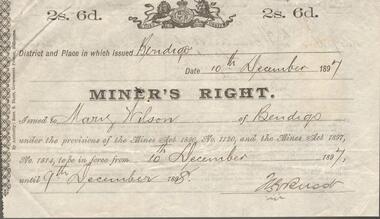 Document - ERROL BOVAIRD COLLECTION: MINER'S RIGHT