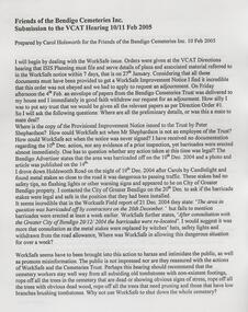 Document - FRIENDS OF WHITE HILLS CEMETERY COLLECTION: SUBMISSION TO VCAT, 2005