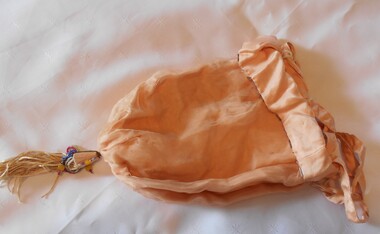 Clothing - MAGGIE BARBER COLLECTION: PINK SILK DRAWSTRING BAG, Late 1880's