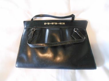 Clothing - MAGGIE BARBER COLLECTION: BLACK HAND BAG WITH SILVER INITIALS MAB