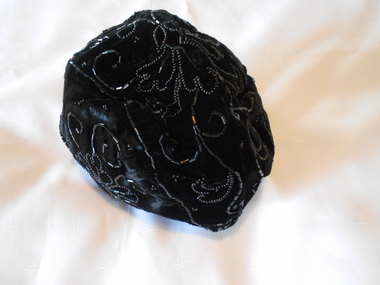 Clothing - MAGGIE BARBER COLLECTION: BLACK BEADED CAP, 1910-20