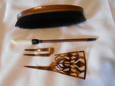 Accessory - MAGGIE BARBER COLLECTION: CLOTHES BRUSH, MAKE-UP BRUSH, HAIR COMB, 1920's