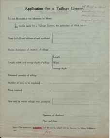 Document - APPLICATION FOR A TAILINGS LICENCE