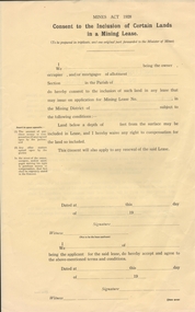 Document - CONSENT TO THE INCLUSIION OF CERTAIN LANDS IN A MINING LEASE