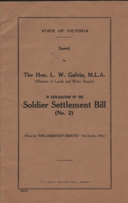 Book - SOLDIER SETTLMENT BILL (NO.2)