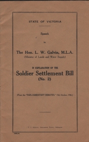 Book - SOLDIER SETTLMENT BILL (NO.2)