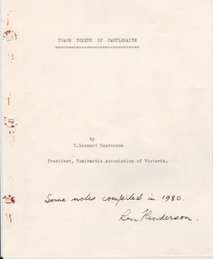 Book - TRADE TOKENS OF CASTLEMAINE
