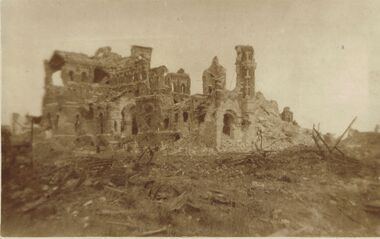 Postcard - ACC LOCK COLLECTION: SEPIA PHOTO OF BOMBED ALBERT CATHEDRAL, POSTCARD, 1914-1918