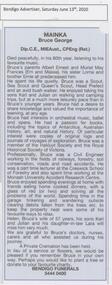 Document - DUDLEY HOUSE COLLECTION:  OBITUARY, 2020