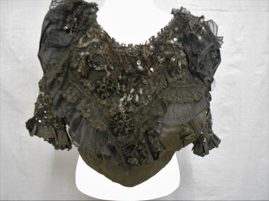 Clothing - MAGGIE BARBER COLLECTION: BLACK SILK BONED BODICE WITH LACE,BEAD, SEQUIN AND VELVET TRIM