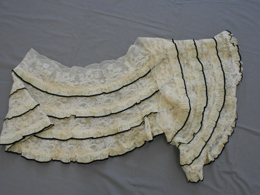 Clothing - MAGGIE BARBER COLLECTION: CREAM LACE; FOUR FRILL LAYERED GARMENT TRIM, Early 1900's