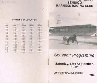 Book - NORM GILLIES COLLECTION: BENDIGO HARNESS RACING CLUB PROGRAMME