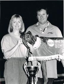 Photograph - BLACK AND WHITE PHOTOGRAPH WITH OWNERS OF 1993SCN CUP WINNER