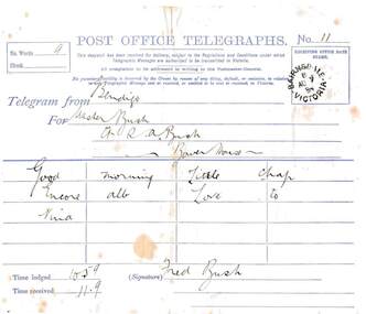Document - BUSH COLLECTION: COLLECTION OF TELEGRAMS, 1891 - 1894