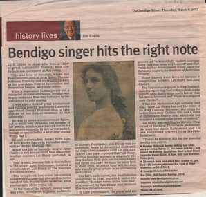 Newspaper - THE BENDIGO MINER: BENDIGO SINGER HITS THE RIGHT NOTE