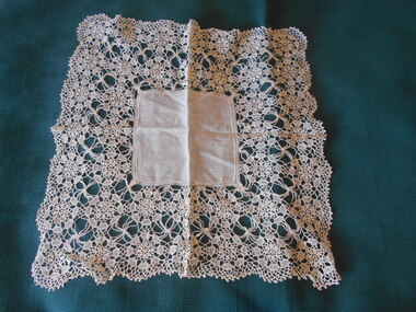 Clothing - MAGGIE BARBER COLLECTION: LINEN HANDKERCHIEF WITH CROCHET EDGE, 1800's