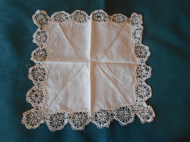 Clothing - MAGGIE BARBER COLLECTION: LINEN AND CROCHETED LACE HANDKERCHIEF, Early 1900's
