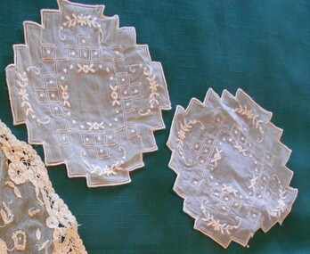 Textile - MAGGIE BARBER COLLECTION: PAIR OF PINK ORGANZA DOYLEYS, Early 1900's