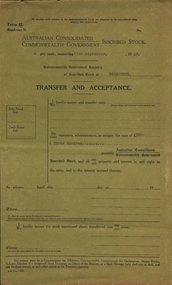 Document - CURNOW COLLECTION: AUSTRALIAN CONSOLIDATED INSCRIBED STOCK TRANSFER FORMS