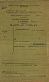 Document - CURNOW COLLECTION: AUSTRALIAN CONSOLIDATED INSCRIBED STOCK TRANSFER FORMS