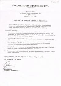 Document - NORM GILLIES COLLECTION: NOTICE OF ANNUAL GENERAL MEETING